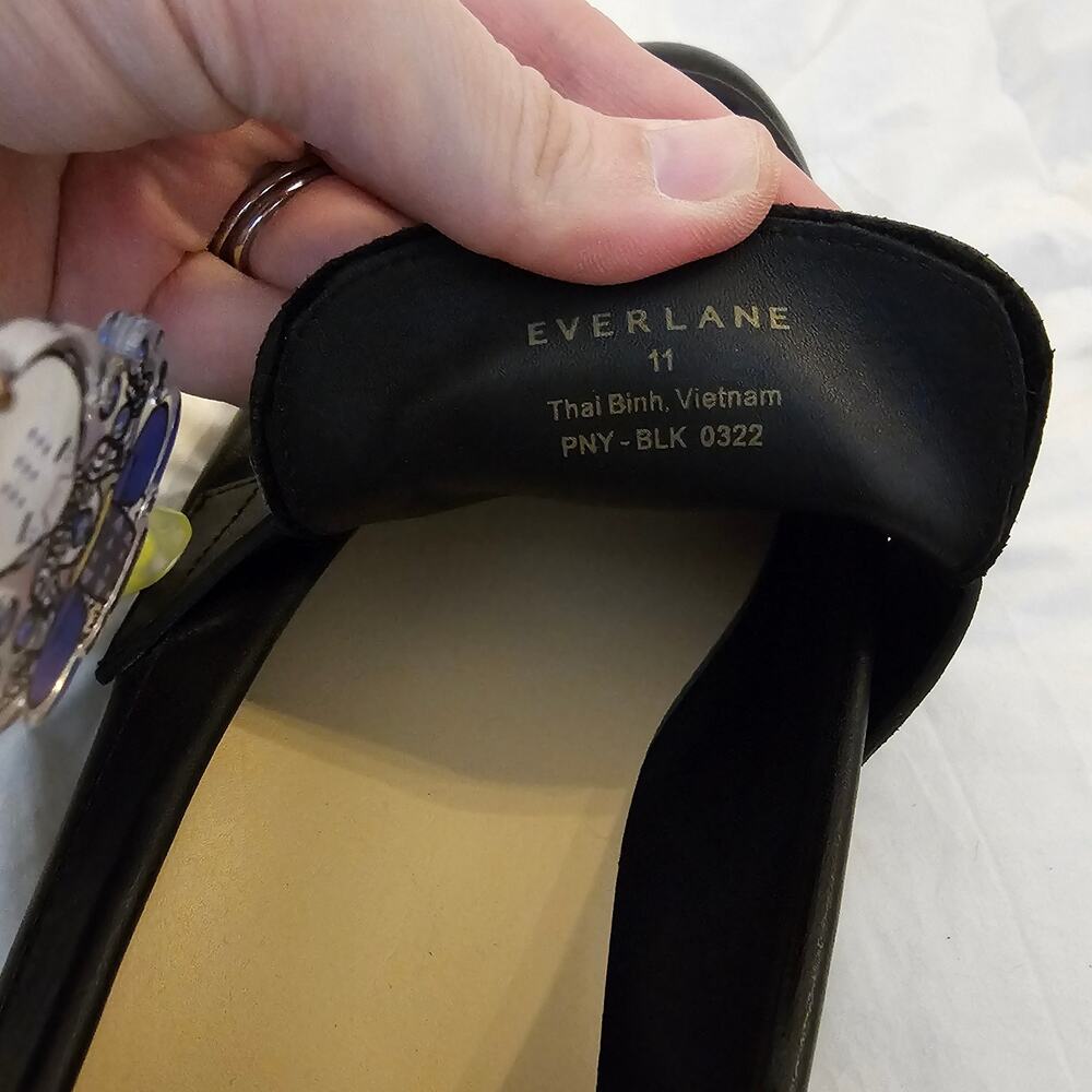 Everlane Black Leather Platform Loafers Crepe Sole Penny Loafers Women Size 11 - Picture 5 of 6